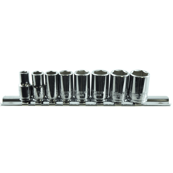 K-Tool 26100 8-pc 1/4" Drive 6-Point Metric Short Chrome Socket Set