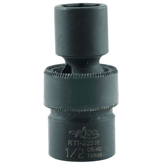 K Tool 32516 Impact Socket, 3/8" Drive, 1/2", 6 Point, Flex, Shallow