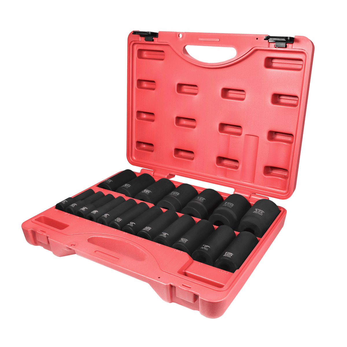 K-Tool 33202 1/2" Drive SAE Deep Impact Socket Set 19pc, Heat Treated Steel