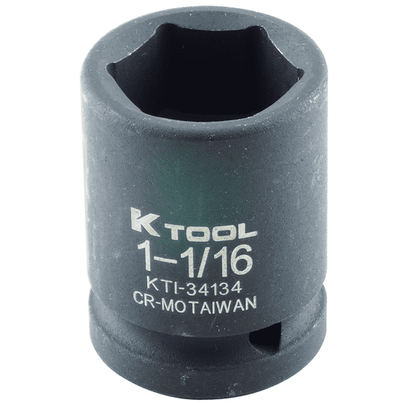 K-Tool 34134 1-1/16 x 3/4" Drive 6pt Frac SAE Short Chrome Impact Socket