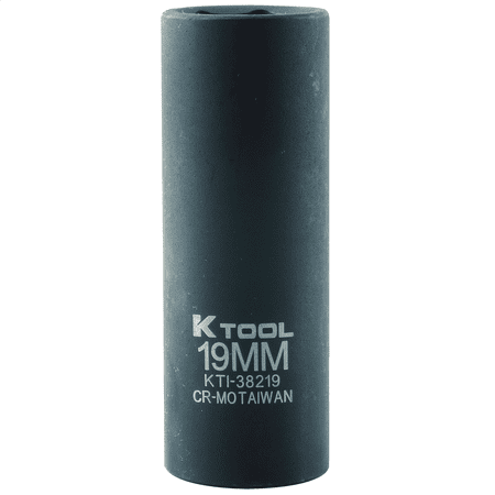 K-Tool 38219 19mm x 1/2" Drive 6pt Metric Deep Chrome-moly Impact Socket