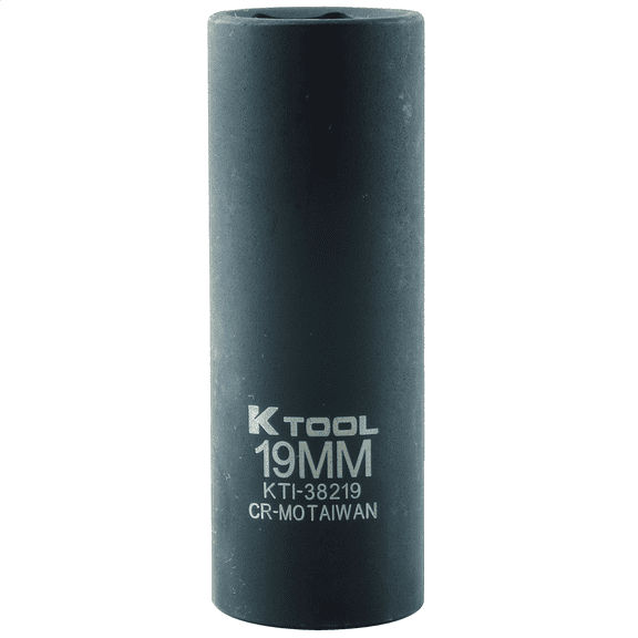 K-Tool 38219 19mm x 1/2" Drive 6pt Metric Deep Chrome-moly Impact Socket