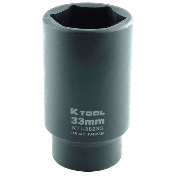 K-Tool 38233 33mm x 1/2" Drive 6pt Metric Deep Chrome-moly Impact Socket