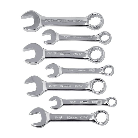 K-Tool 41200 7pc SAE Short Combo Wrench Set, Fractional 3/8" to 3/4"