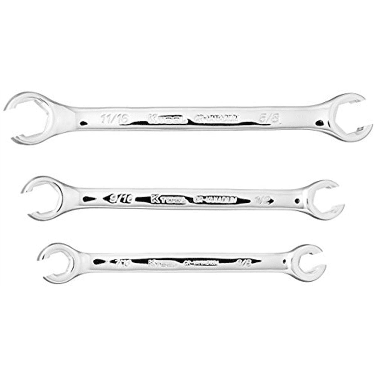K-Tool 44003 3-pc SAE Flare Nut Wrench Set