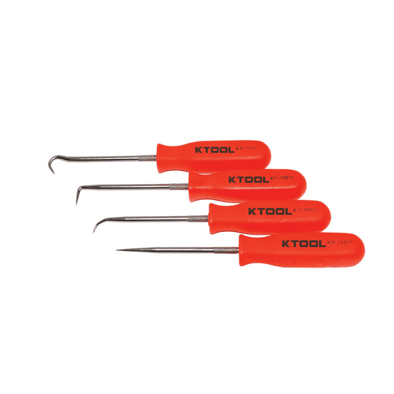 K-Tool 70070 4-pc Mini Pick Set with Neon Orange Handles