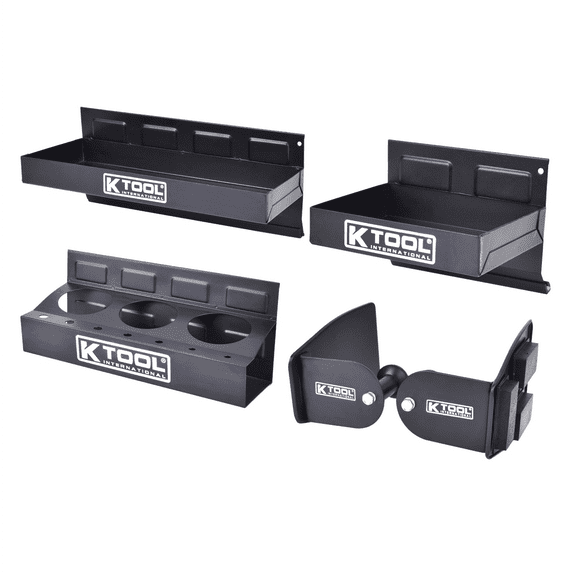 K Tool 72462A Magnetic Toolbox Shelf Set, 4-Piece, Black Finish