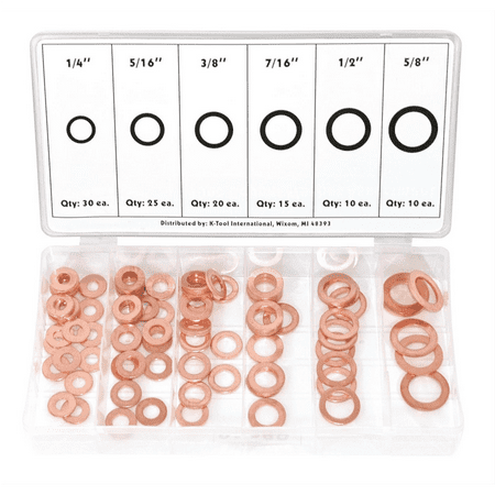 K-Tool 89 110-pc Copper Washer Assortment (Ranging from 1/4" to 5/8")