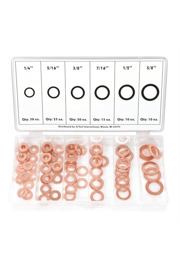 K-Tool 89 110-pc Copper Washer Assortment (Ranging from 1/4" to 5/8")