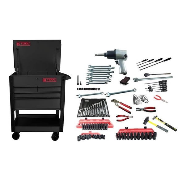 K Tool Displays & Kits Diesel Technician Black Tool Cart & Tool Set - 123 Piece