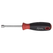 K Tool International 14408 1/4" SAE Nut Driver Set for Garages, Repair Shops and DIY, 3" Length, Alloy Steel Sockets, Hollow Round Shaft, Ergonomic Soft Grip Handle, Color Coded, Red/Black