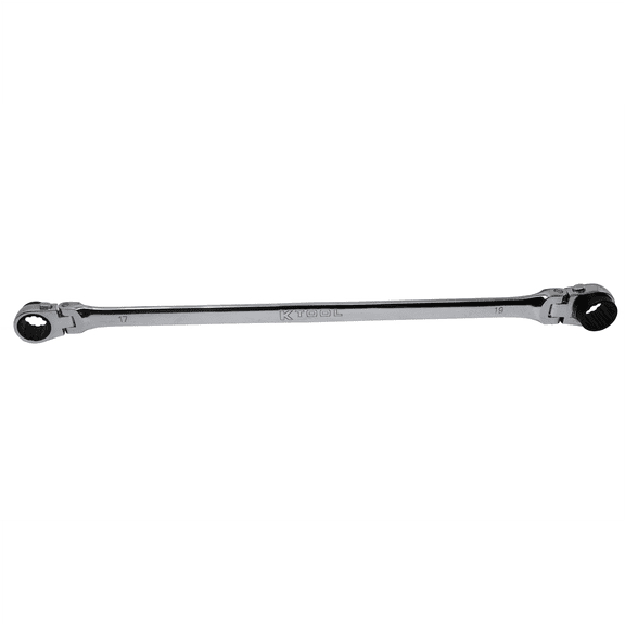 K Tool International Wrench 17mm x 19mm Metric Ratcheting Reversible Double Box Universal Spline 90 Tooth