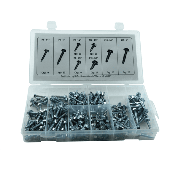 K Tool International 200-Piece Hex Head Washer Drill Kit