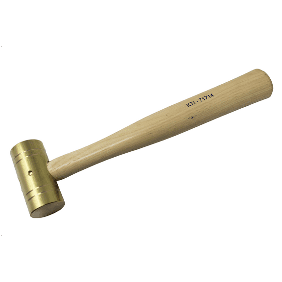 K Tool International 71714 16 oz. Brass Ball Pein Hammer with Hickory Wooden Handle for Garages, Repair Shops and DIY, Solid Brass Head, Non Sparking, 1-1/4" Head, A