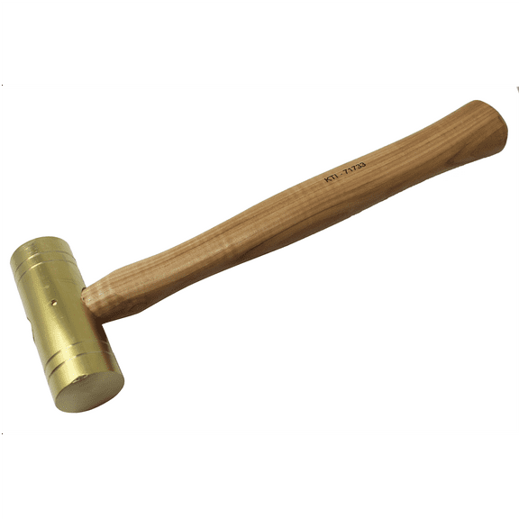 K Tool International 71733 32 oz. Brass Ball Pein Hammer with Hickory Wooden Handle for Garages, Repair Shops and DIY, Solid Brass Head, Non Sparking, 1-1/2" Head, A
