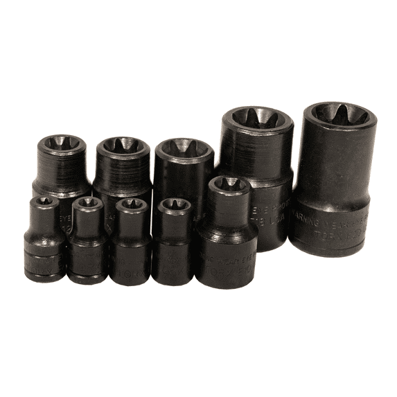 K Tool International E TORX, E5-E20 Chrome Vanadium Finish Socket Wrench & Set, 10 Piece