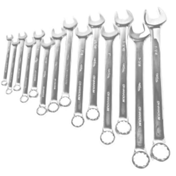 K Tool International High Polish SAE Combination Wrench Set - 14 Pieces