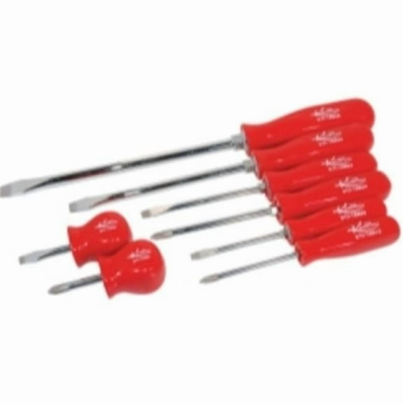 K Tool International KTI19800 8 Piece Phillips and Slotted Screwdriver Set with Red Handles