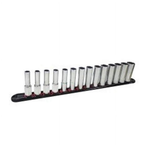 K Tool International KTI20300 0.37 in. Dr-Metric Deep Spline Socket Set - 14 Piece