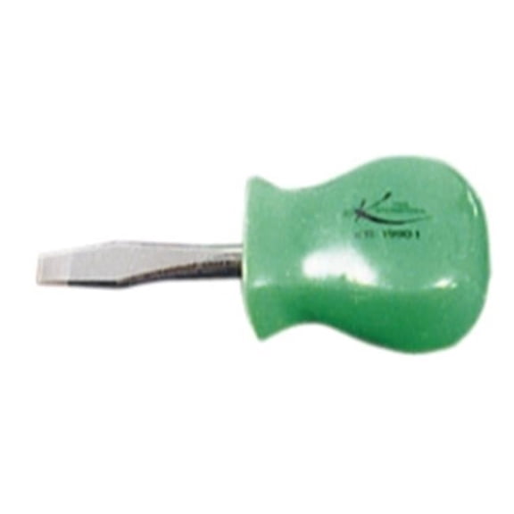 K Tool International Stubby Slotted Screw Driver with Handle - Green