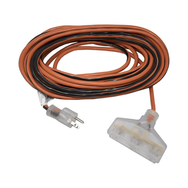 K Tool International XD73343 - Cable de alimentación eléctrico de 110  voltios y 50 pies, triple grifo 14-3, extremos de luz indicadora LED,  resistente