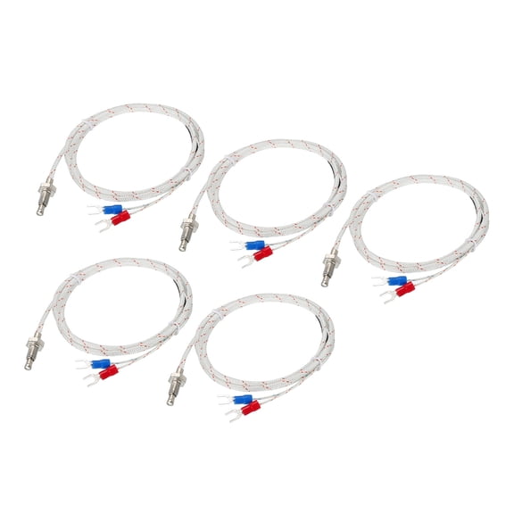 K Type Temperature Sensor 5pcs M6 Screw Temperature Probe Thermocouple 3.3ft 0 to 800C(32 to 1472F)