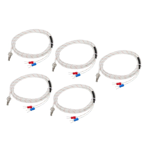 K Type Temperature Sensor 5pcs M6 Screw Temperature Probe Thermocouple 6.6ft 0 to 800C(32 to 1472F)