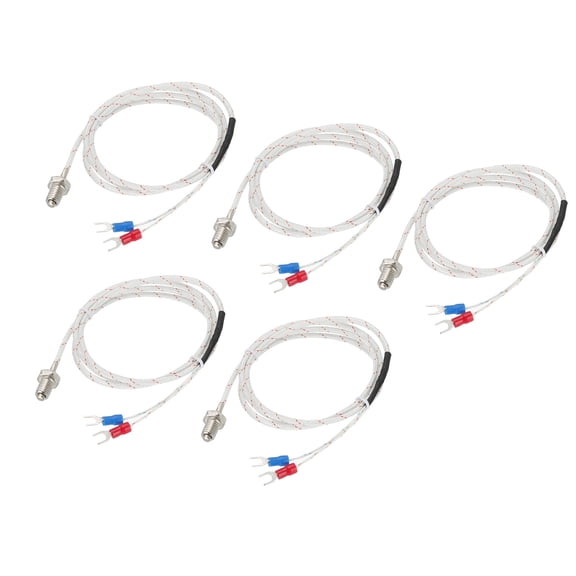 K Type Temperature Sensor 5pcs M8 Screw Temperature Probe Thermocouple 3.3ft 0 to 800C(32 to 1472F)