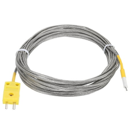 K Type Thermocouple Mini Connector Temperature Sensor Metal Shielded Wire 16ft -50 to 800°C(-58 to 1472°F)