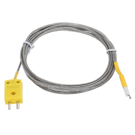 K Type Thermocouple Mini Connector Temperature Sensor Metal Shielded Wire 6.6ft -50 to 800°C(-58 to 1472°F)