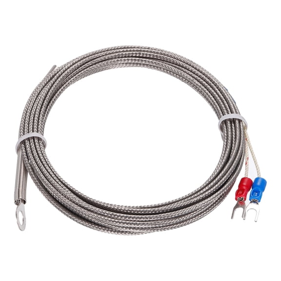 K Type Thermocouple Temperature Sensor 6mm Ring High Temperature Probe 13ft Wire 0 to 600C