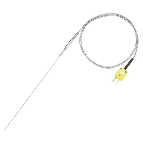 K Type Thermocouple with Plug, Meter Temperature Sensor Probe -40 to 1100°C(-40 to 2012°F) Stainless Steel, 0.5x250mm 3.3ft Wire