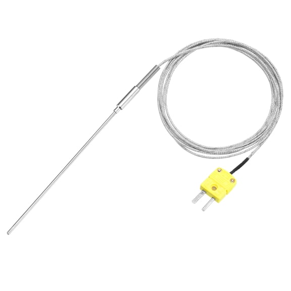 K Type Thermocouple with Plug, Meter Temperature Sensor Probe -40 to 1100C(-40 to 2012F) Stainless Steel, 1.6x150mm 6.6ft Wire