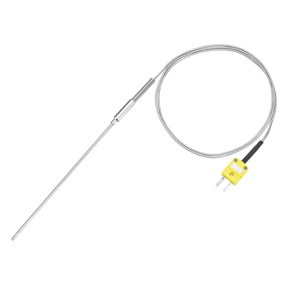 K Type Thermocouple with Plug, Meter Temperature Sensor Probe -40 to 1100°C(-40 to 2012°F) Stainless Steel, 2x200mm 3.3ft Wire