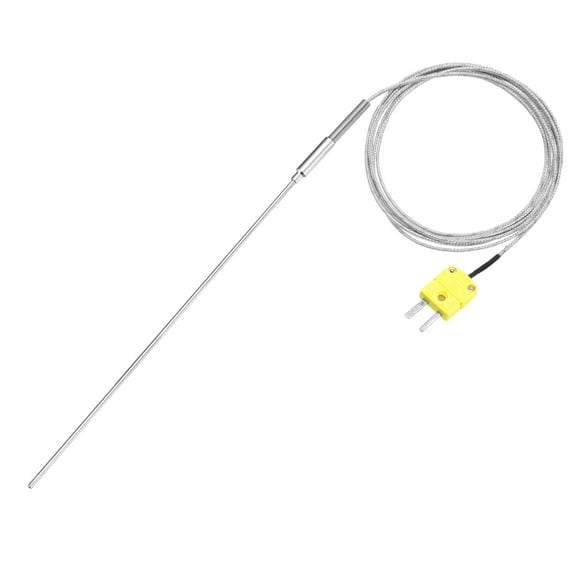 K Type Thermocouple with Plug, Meter Temperature Sensor Probe -40 to 1100°C(-40 to 2012°F) Stainless Steel, 3.2x300mm 6.6ft Wire