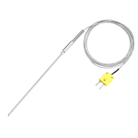 K Type Thermocouple with Plug, Meter Temperature Sensor Probe -40 to 1100°C(-40 to 2012°F) Stainless Steel, 4x150mm 6.6ft Wire
