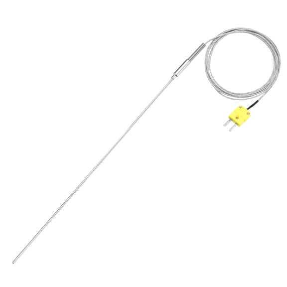 K Type Thermocouple with Plug, Meter Temperature Sensor Probe -40 to 1100°C(-40 to 2012°F) Stainless Steel, 4x450mm 6.6ft Wire
