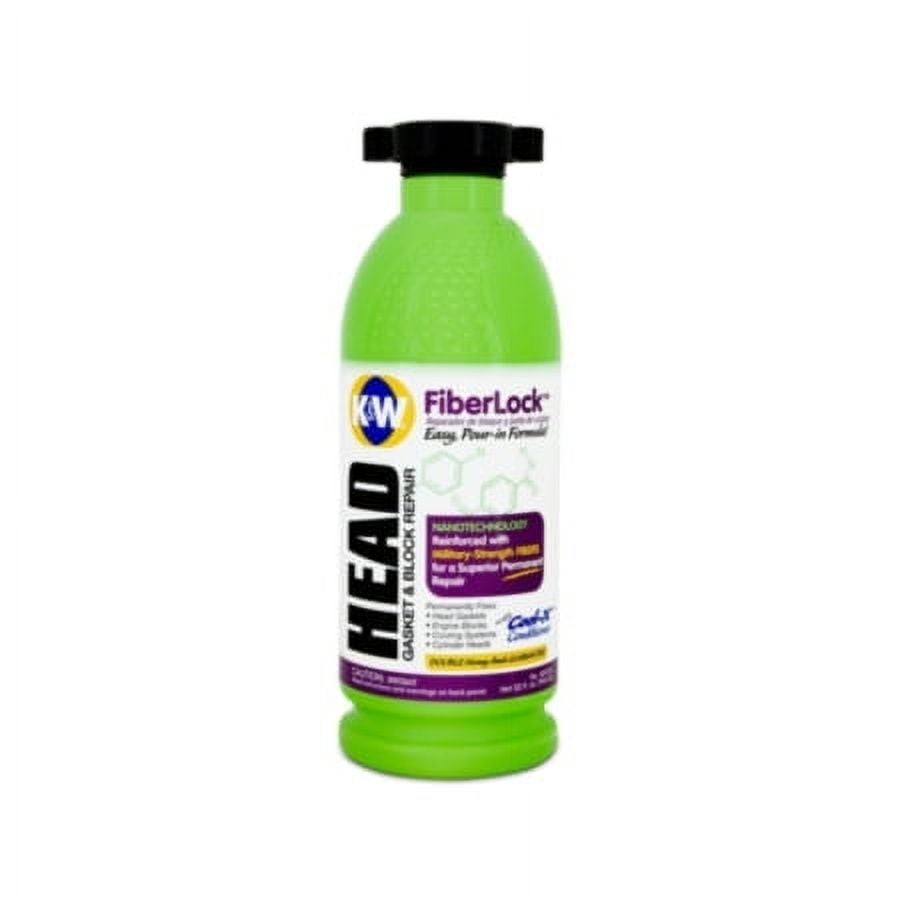 K&W FiberLock Head Gasket & Block Repair  32 fl oz  Cooling System Sealant for Cars and Trucks  Antifreeze & Coolant Additive