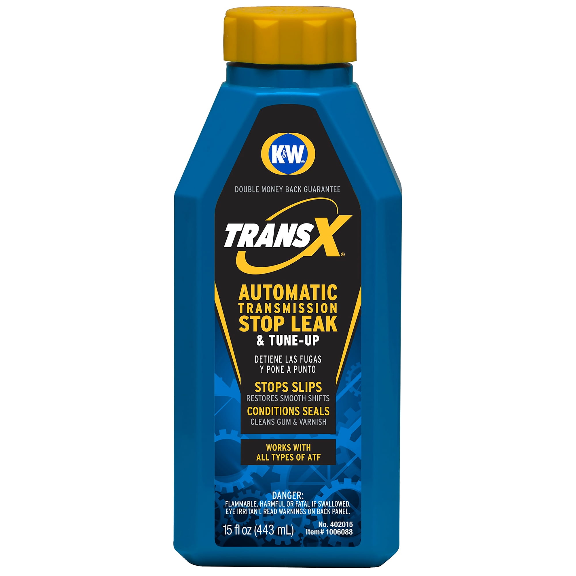 K&W Trans-X Transmission Slip-Stop and Leak Fix, 15 fl oz, for Cars and Trucks