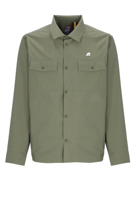Army Green Umbert Stretch Buttoned Overshirt (Men's)