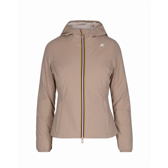 K-Way Reversible Beige And White Insulated Jacket With Adjustable Hood (Women's)