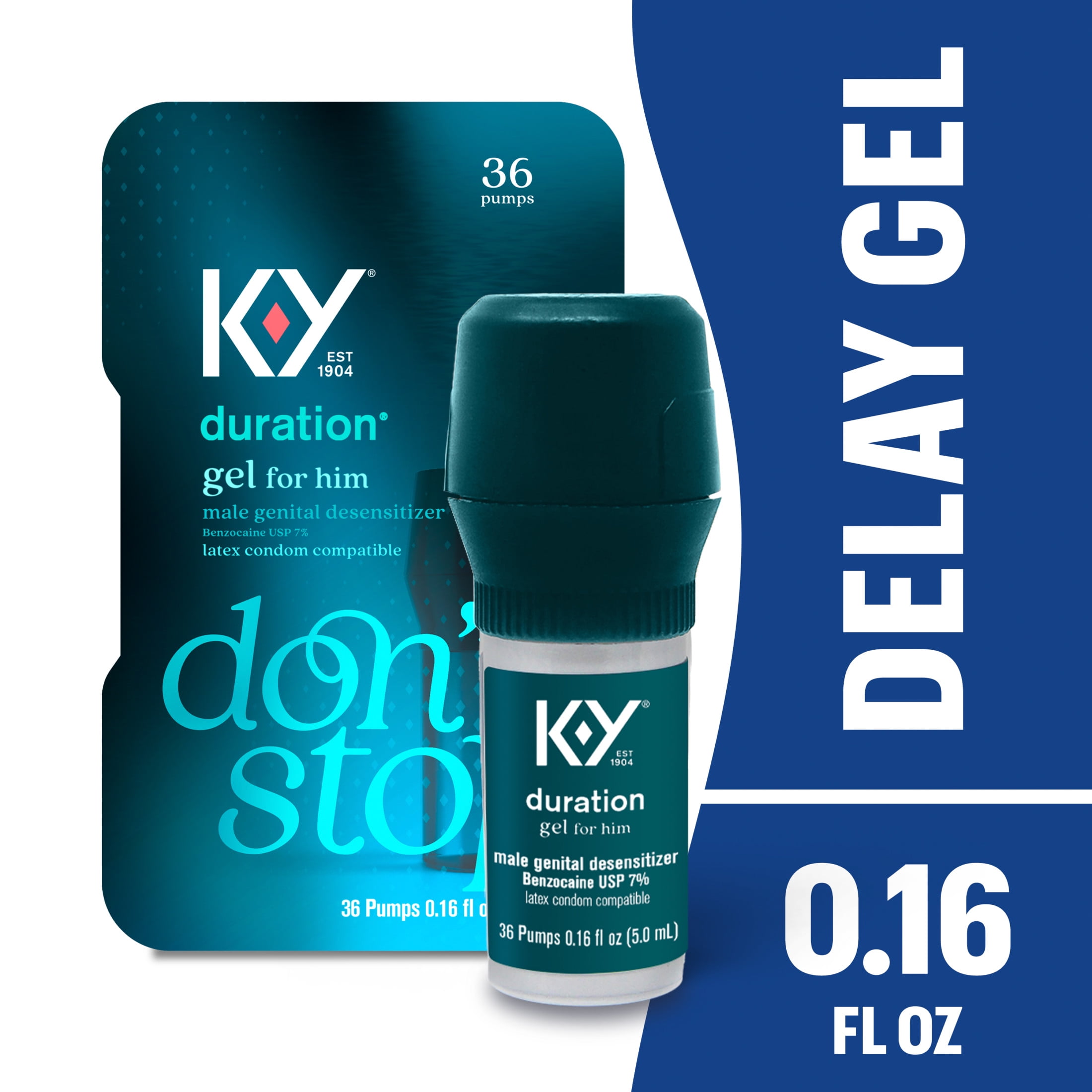 K Y Duration Gel Male Genital Desensitizer for Lasting Pleasure 36 Pumps Latex Condom Compatible