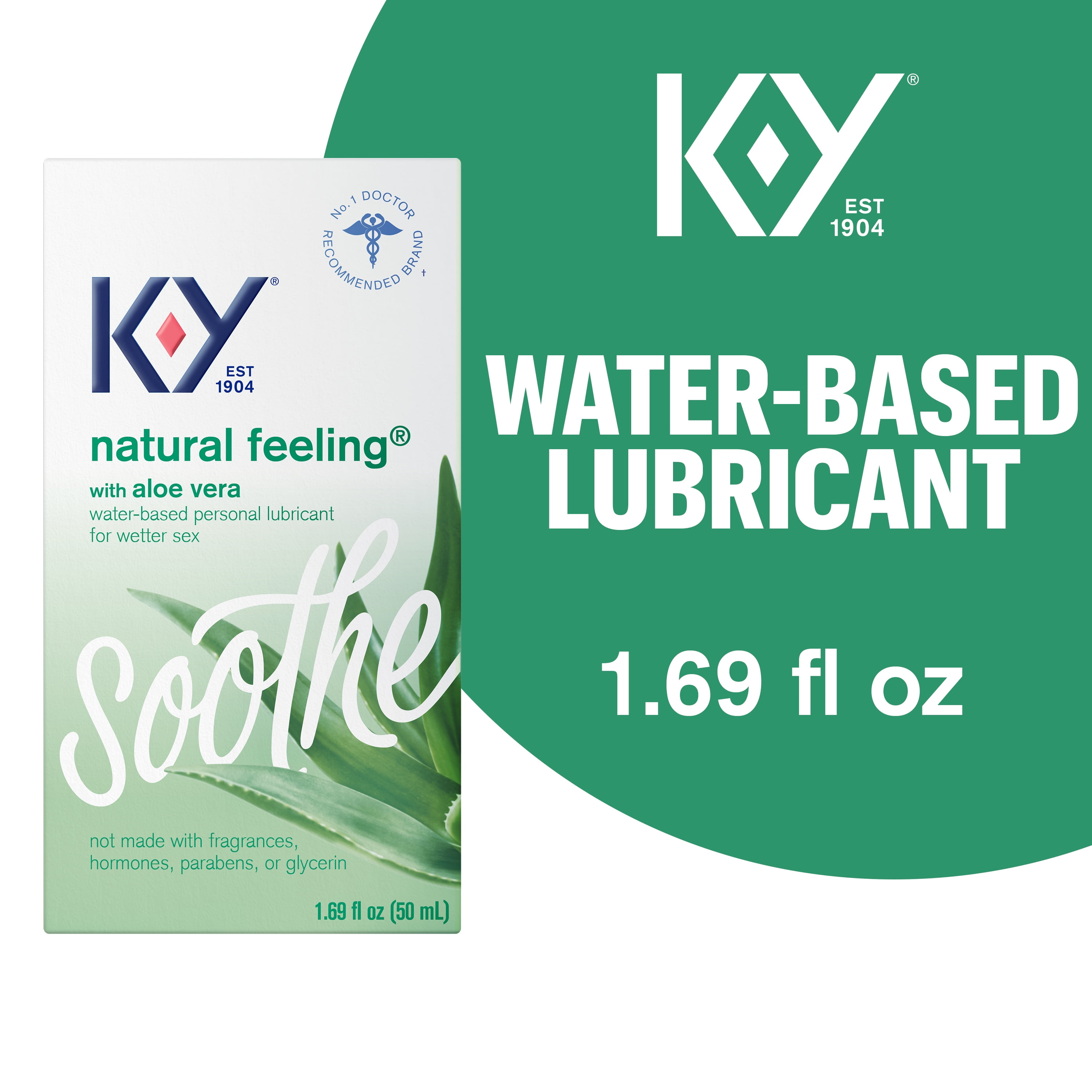 K-Y Natural Feeling Lube with Aloe Vera, Personal Lubricant, Water-Based Formula, Safe to Use with Silicone Toys and Condoms, For Men, Women and Couples, 1.69 FL OZ