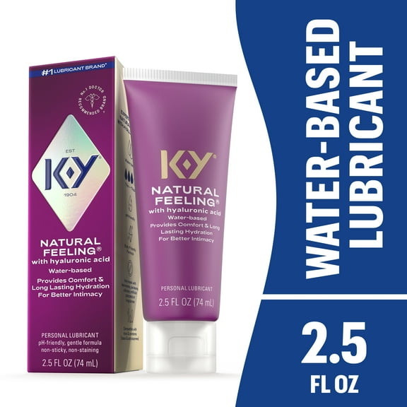 K-Y Natural Feeling Water Based Lube For Sex with Hyaluronic Acid, PH-Friendly Personal Lubricant Liquids, 2.5 fl oz
