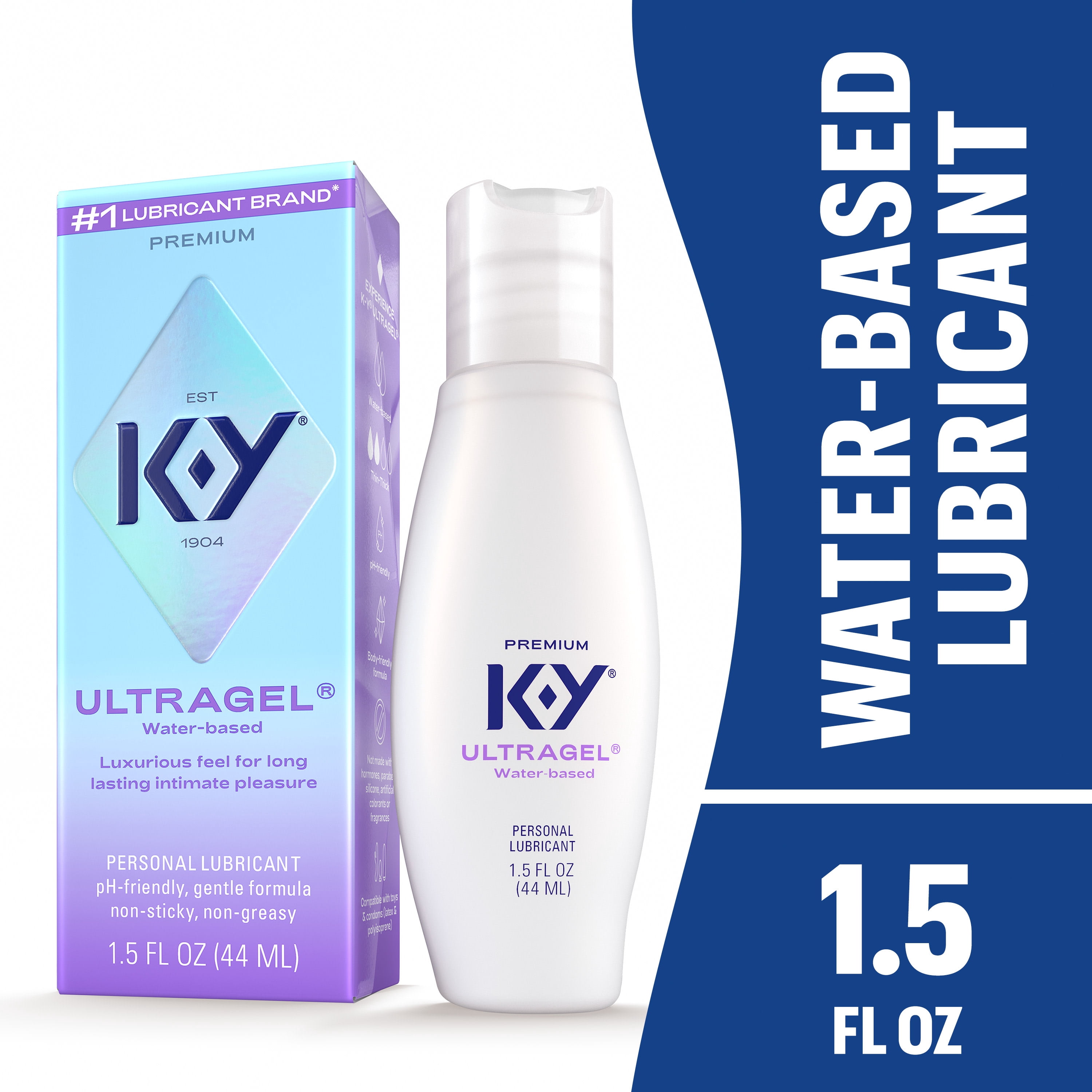 K-Y Ultragel Lube, Personal Water Based Lubricant For Sexual Wellness, Vaginal Moisturizer, 1.5 fl oz