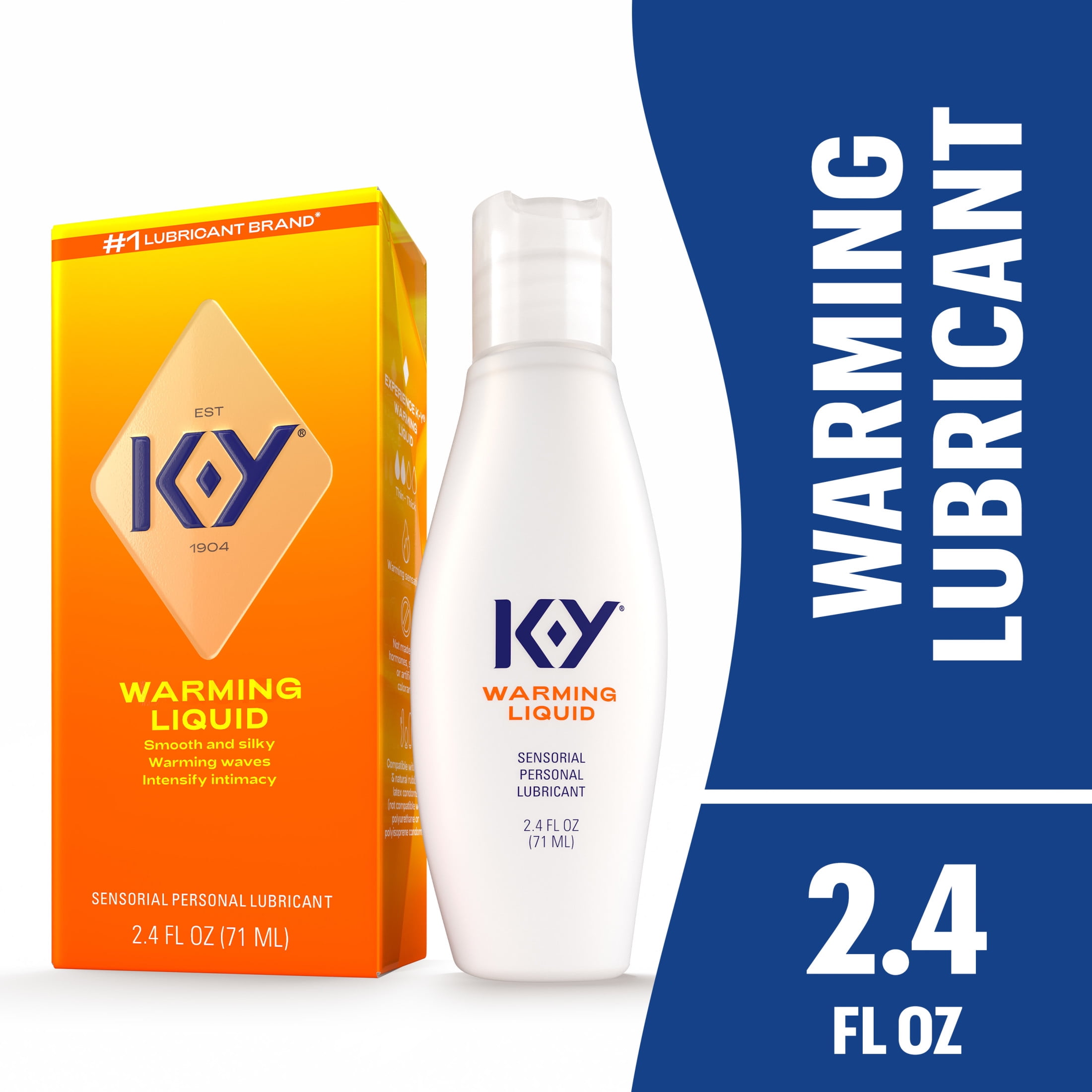 K-Y Warming Liquid Lube, Sensorial Personal Lubricant, Glycerin Based Formula, Safe to Use with Latex Condoms, For Men, Women and Couples, 2.4 FL OZ