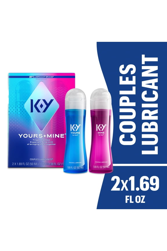 Yours & Mine Personal Lubricant for Couples, Personal Intimacy, KY Lube for Sex, For Men and Women, Sensorial Couples Sex Lube, Tingling for Her, Warming for Him, 2 x 1.69 Fl Oz
