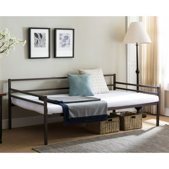 K and B Furniture Co Inc Modern Metal Twin Size Daybed Frame with Metal Slats Support, Bronze Finish