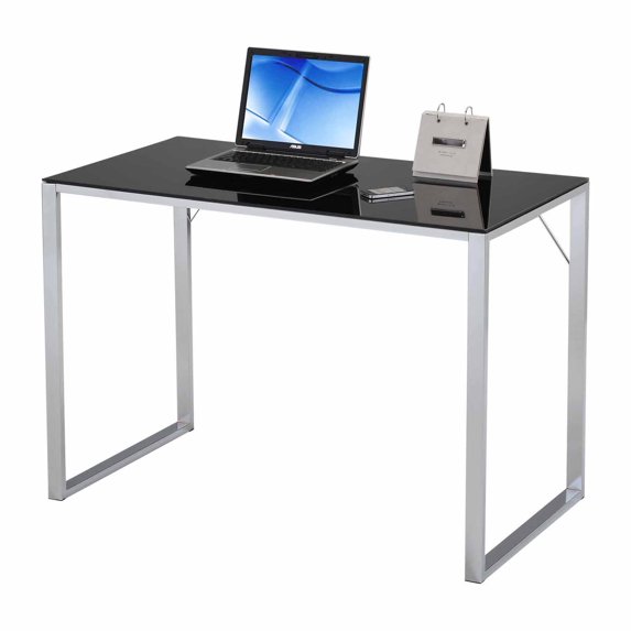 IN Room Furniture Designs Modern Metal and Glass Working Desk in Chrome/Black