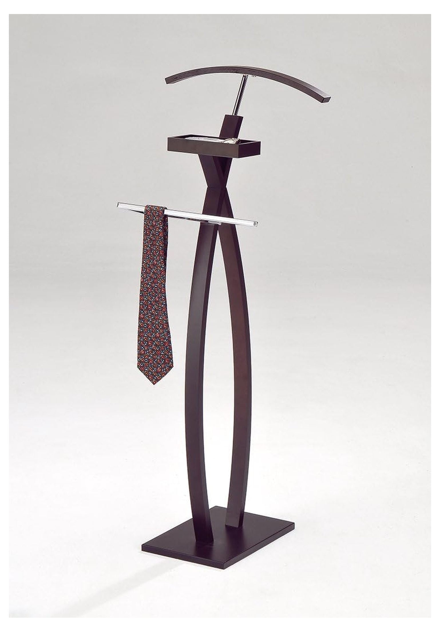 K and B Furniture Co Inc Modern Curved /Walnut Finish Suit Rack Valet ...